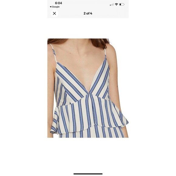 BCBG Generation Women's Size 8 Jumpsuit Gardenia Peplum Sleeveless Stripe Romper - Picture 3 of 16